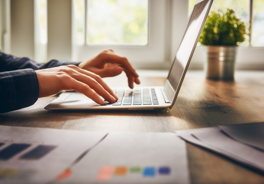 Businessman using laptop