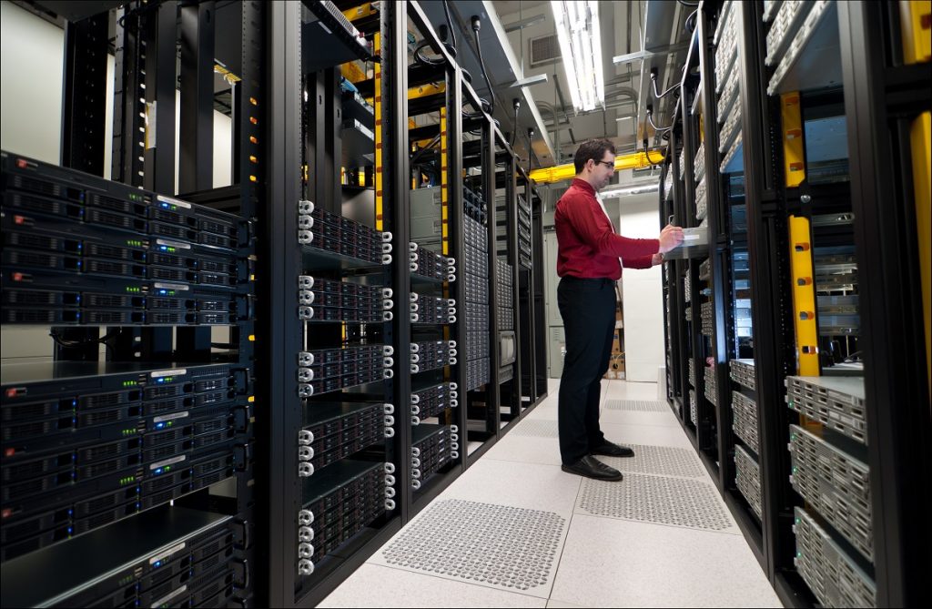 IT admin inside the server room