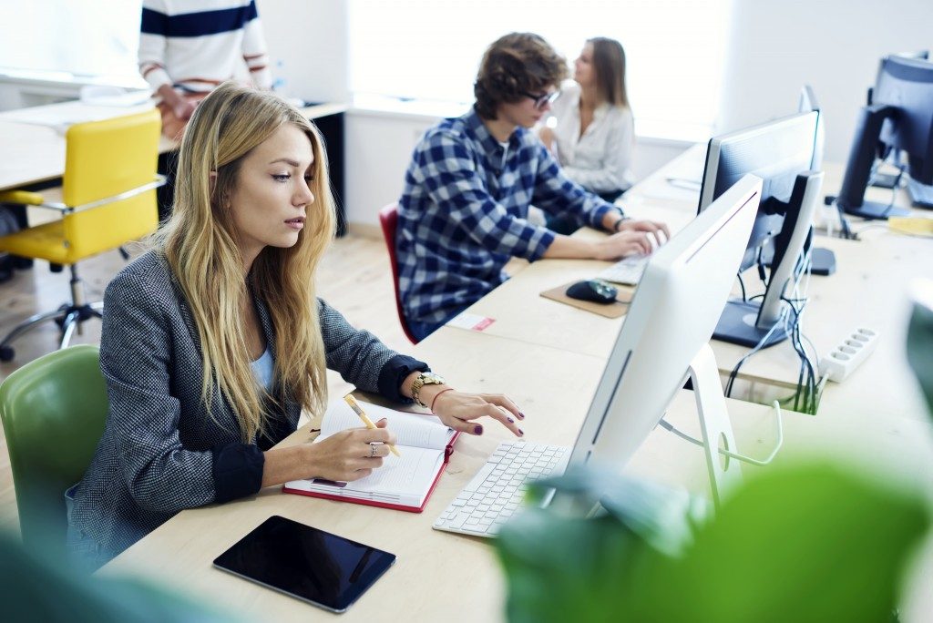 people working at their office desks