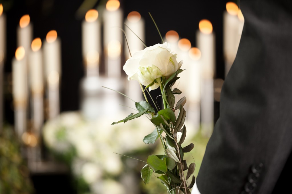 White rose in funeral