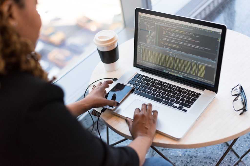 woman working with computer codes