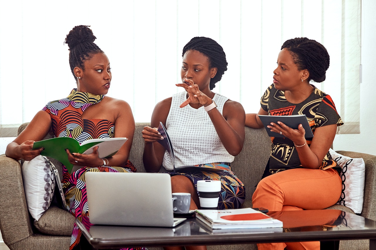 women discussing ideas